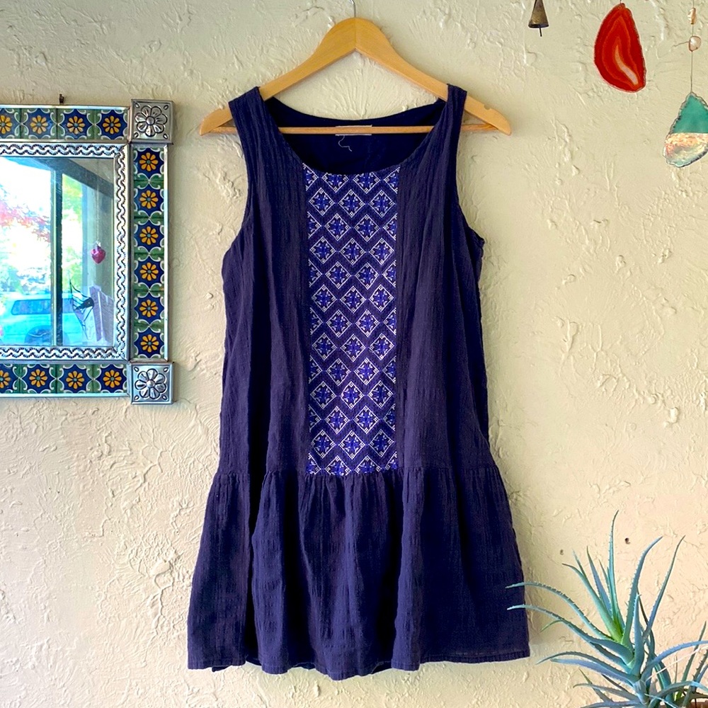 Mango Dropped Waist Embroidered Mini Dress size M